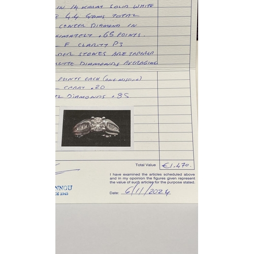 253A - Solid White Gold 14ct Engagement Ring with Center Diamond (Total Weight 4.4gr)