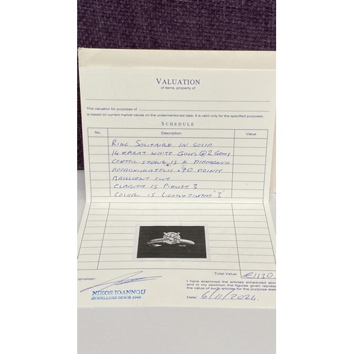 253B - Solitaire 14ct White Gold with Diamond Center Stone