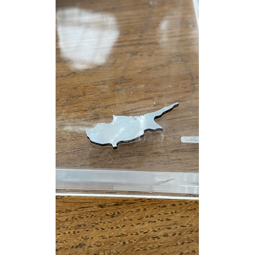 315 - Large Silver 'Ship of Kyrenia' Model on Amethyst Stone in Display Case (30 W. x 21 D. x 34cm H.)