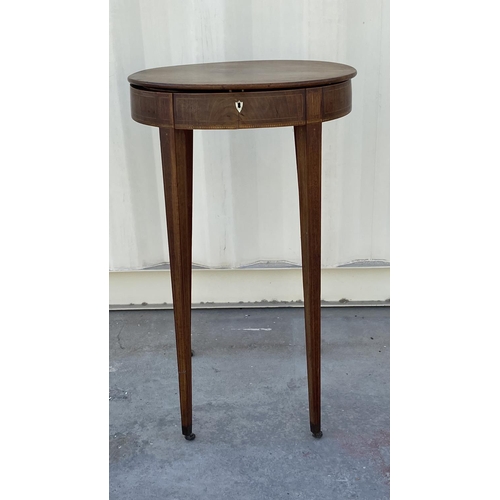 343 - Late Gustavian Style Sewing Table/Ladies Work Table Standing on 4 Inlaid Square Tapering Legs with O... 