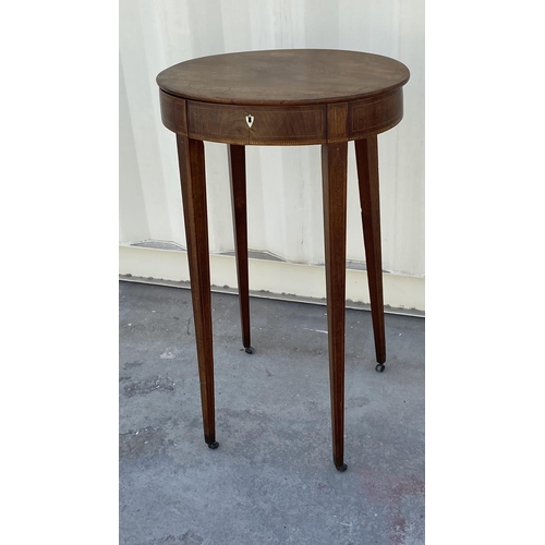 343 - Late Gustavian Style Sewing Table/Ladies Work Table Standing on 4 Inlaid Square Tapering Legs with O... 