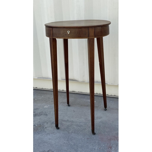 343 - Late Gustavian Style Sewing Table/Ladies Work Table Standing on 4 Inlaid Square Tapering Legs with O... 