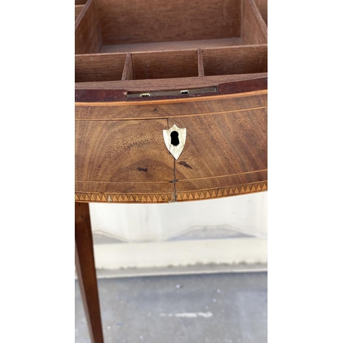 343 - Late Gustavian Style Sewing Table/Ladies Work Table Standing on 4 Inlaid Square Tapering Legs with O... 