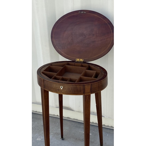 343 - Late Gustavian Style Sewing Table/Ladies Work Table Standing on 4 Inlaid Square Tapering Legs with O... 