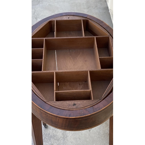 343 - Late Gustavian Style Sewing Table/Ladies Work Table Standing on 4 Inlaid Square Tapering Legs with O... 