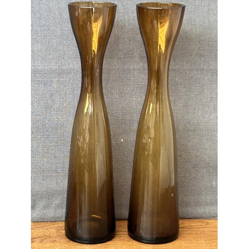 309A - Vintage 1970's Brown Glass Vases (27cm H.)