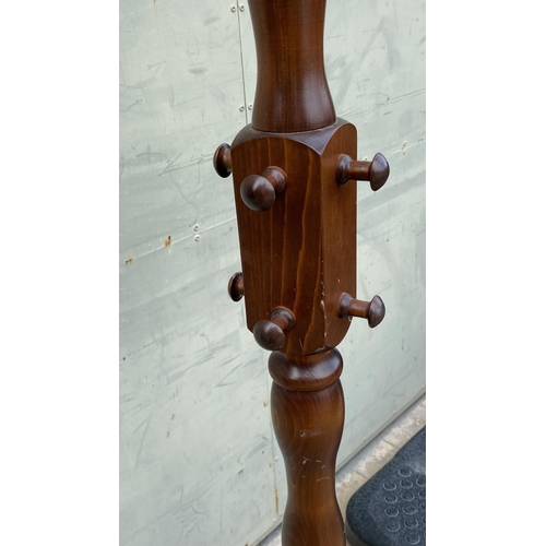 400 - Vintage Style Solid Wood Coat Stand/Hat Rack/Hall Tree (A/F - x1 Hook Missing from Top Section as Ph... 
