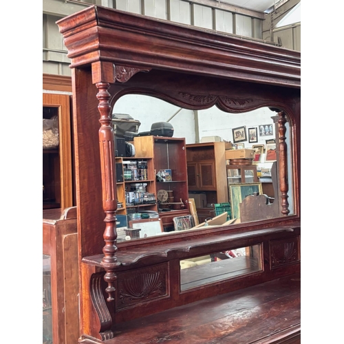 150 - Beautiful Antique Victorian Style Sideboard/Chiffonier with Large Central Mirror, Wood Carvings, Upp... 