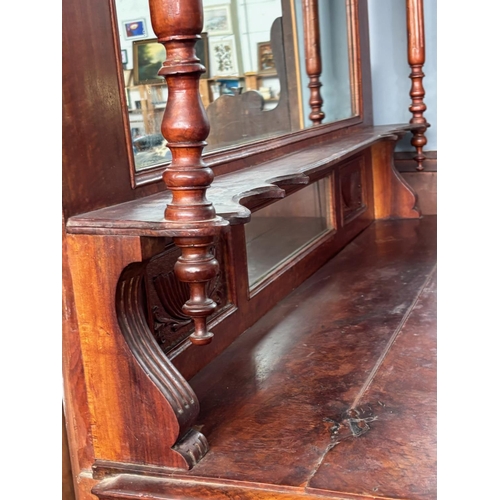 150 - Beautiful Antique Victorian Style Sideboard/Chiffonier with Large Central Mirror, Wood Carvings, Upp... 