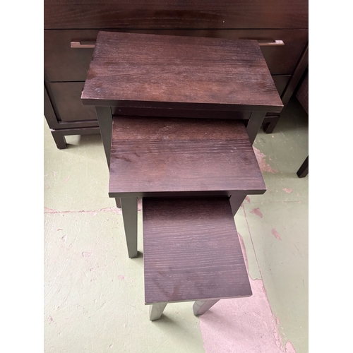 34 - Drexel Heritage USA Dark Wood Nest of 3 Tables - Code AM7154G