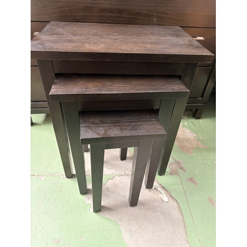 34 - Drexel Heritage USA Dark Wood Nest of 3 Tables - Code AM7154G