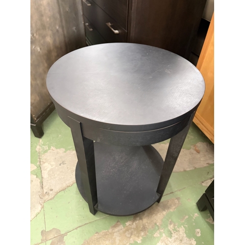 38 - Drexel Heritage USA Dark Finish Wooden 2-Tier Circular Lamp Table - Code AM7154F