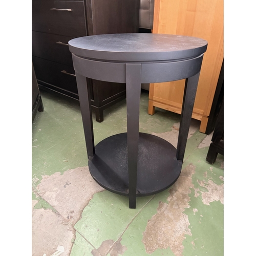 38 - Drexel Heritage USA Dark Finish Wooden 2-Tier Circular Lamp Table - Code AM7154F