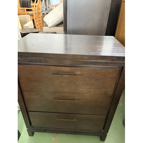 44 - American Drexel Heritage Dark Wood Dresser/Chest of 3 Drawers (76 W. x 46 D. x 92cm H.) - Code AM715... 