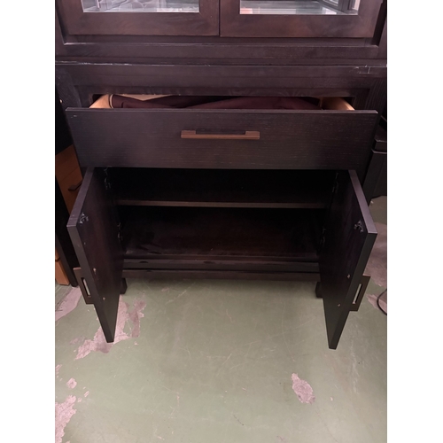46 - American Drexel Heritage Dark Wood 2-Piece Vitrine/Display Cabinet with Mirrored Shelves (81 W. x 45... 