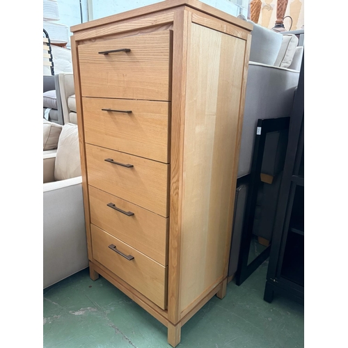 17 - Thomasville Furniture USA 'Tall Boy' Chest of 5 Drawers in Light Blonde Finish (71 W. x 50 D. x 171c... 