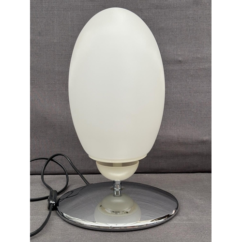 14 - Vintage Brera T Designer Egg-Shaped Table Lamp with Opaline Glass Diffuser and Polished Chrome Base ... 