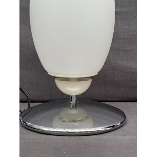 14 - Vintage Brera T Designer Egg-Shaped Table Lamp with Opaline Glass Diffuser and Polished Chrome Base ... 