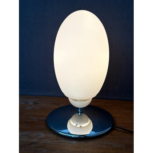 14 - Vintage Brera T Designer Egg-Shaped Table Lamp with Opaline Glass Diffuser and Polished Chrome Base ... 