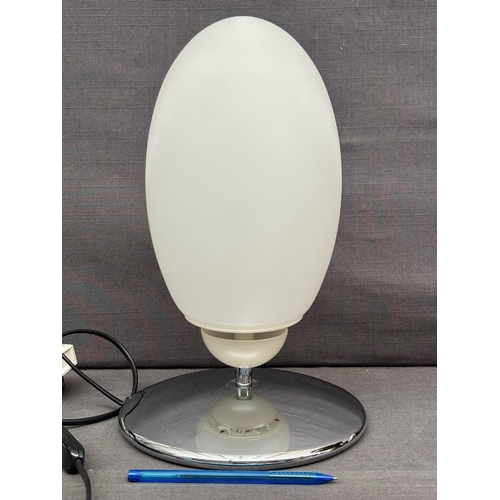 14 - Vintage Brera T Designer Egg-Shaped Table Lamp with Opaline Glass Diffuser and Polished Chrome Base ... 