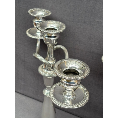 2 - Pair of Beautiful Tall Sterling Silver 3-Arm Candelabras with Intertwined Arm Design (Excellent Cond... 