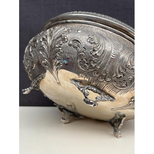 3 - Large Vintage Sterling Silver Handmade Ornate Footed Trinket Box/Candy Dish with Intricate Repousse ... 