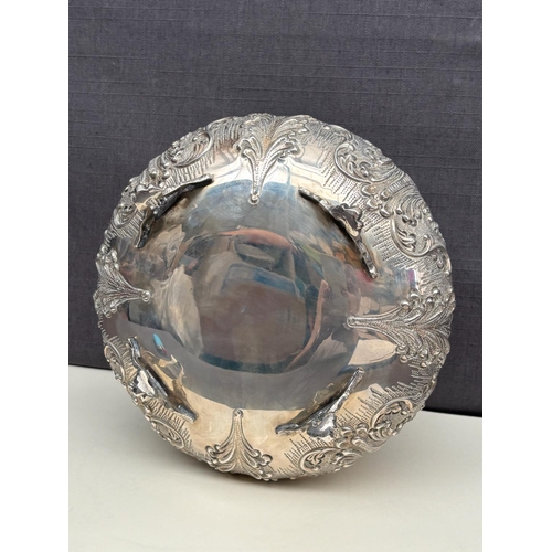 3 - Large Vintage Sterling Silver Handmade Ornate Footed Trinket Box/Candy Dish with Intricate Repousse ... 