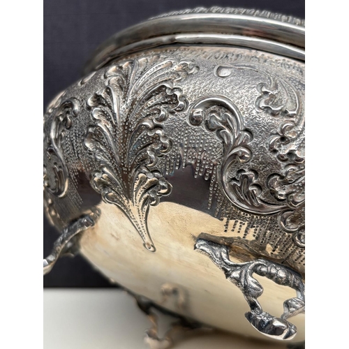 3 - Large Vintage Sterling Silver Handmade Ornate Footed Trinket Box/Candy Dish with Intricate Repousse ... 
