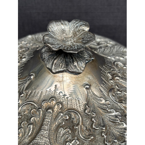3 - Large Vintage Sterling Silver Handmade Ornate Footed Trinket Box/Candy Dish with Intricate Repousse ... 