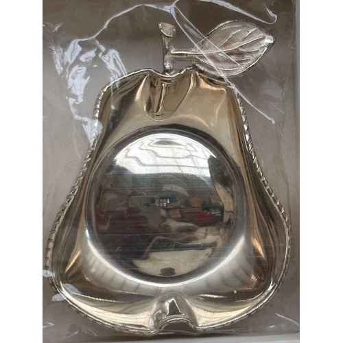 6 - Pair of Vintage Silver 830 Ring/Trinket Dishes with a Shaped Like a Pear and a Leaf on its Stem  (37... 