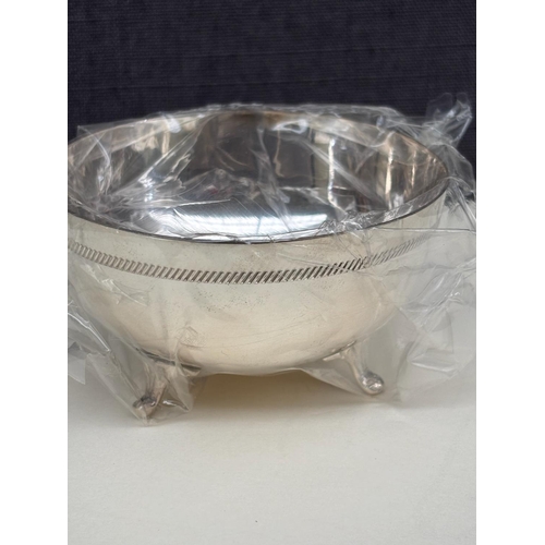 7 - Small Modern  Silver 830 Bowl with Tripod Feet and a Rope-Like Textured Rim( Unused) Can Be Used as ... 