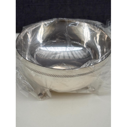 7 - Small Modern  Silver 830 Bowl with Tripod Feet and a Rope-Like Textured Rim( Unused) Can Be Used as ... 