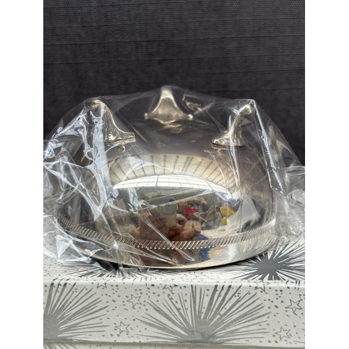 7 - Small Modern  Silver 830 Bowl with Tripod Feet and a Rope-Like Textured Rim( Unused) Can Be Used as ... 