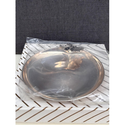 9 - Small Vintage Silver 830 Jewelry Dish with floral and Leaf Detail Motif on its Edge (25.9gr - 8cm Di... 