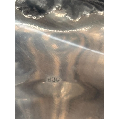 9 - Small Vintage Silver 830 Jewelry Dish with floral and Leaf Detail Motif on its Edge (25.9gr - 8cm Di... 