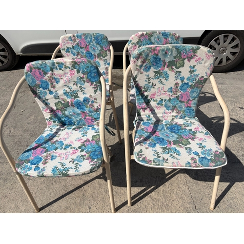 13 - Set of 4 Metal Cushioned Stacking Garden Chairs