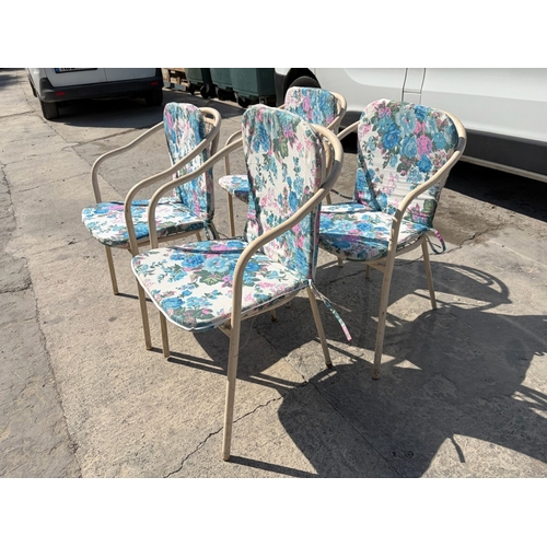 13 - Set of 4 Metal Cushioned Stacking Garden Chairs