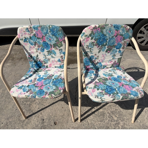 13 - Set of 4 Metal Cushioned Stacking Garden Chairs