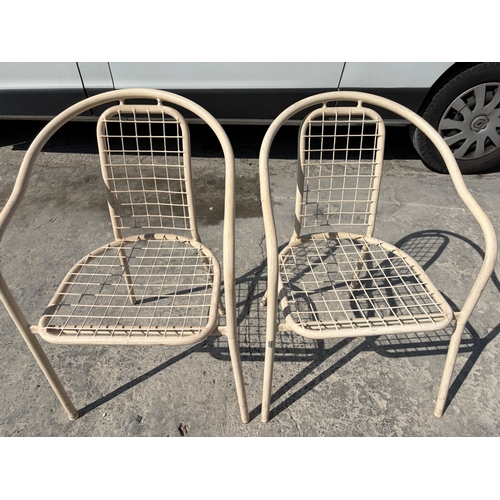 13 - Set of 4 Metal Cushioned Stacking Garden Chairs