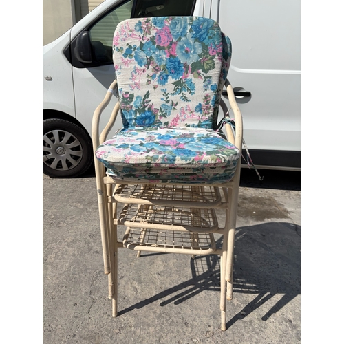13 - Set of 4 Metal Cushioned Stacking Garden Chairs