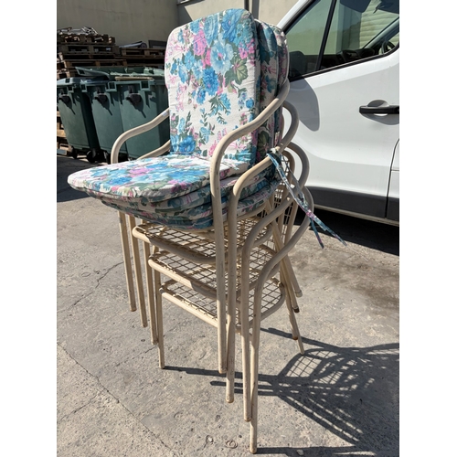 13 - Set of 4 Metal Cushioned Stacking Garden Chairs