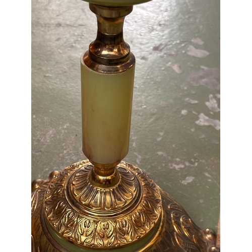 10A - Hollywood Regency Style Circular Occasional/Lamp Table with Green Onyx Effect Top Upon a Highly Orna... 