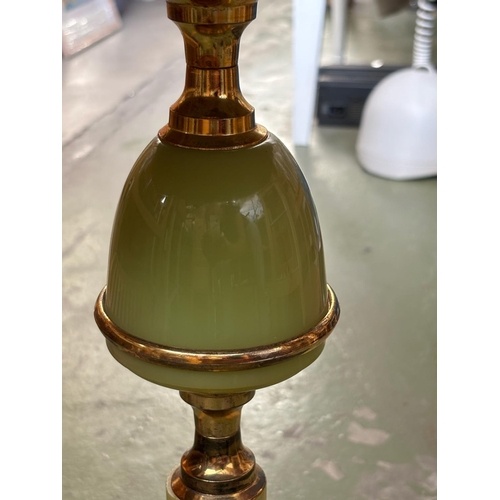 10A - Hollywood Regency Style Circular Occasional/Lamp Table with Green Onyx Effect Top Upon a Highly Orna... 