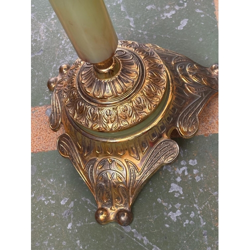 10A - Hollywood Regency Style Circular Occasional/Lamp Table with Green Onyx Effect Top Upon a Highly Orna... 