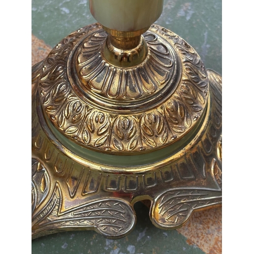 10A - Hollywood Regency Style Circular Occasional/Lamp Table with Green Onyx Effect Top Upon a Highly Orna... 