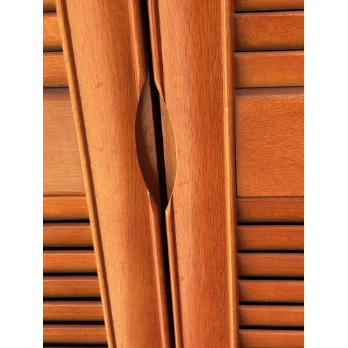 15D - Wooden Slatted-Door Shoe Storage Cabinet in Light Cherry Finish (Appr. 80 W. x 38 D. x 177cm H.)
