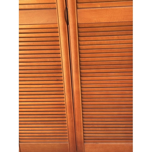 15D - Wooden Slatted-Door Shoe Storage Cabinet in Light Cherry Finish (Appr. 80 W. x 38 D. x 177cm H.)