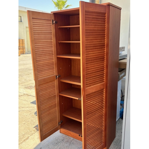 15D - Wooden Slatted-Door Shoe Storage Cabinet in Light Cherry Finish (Appr. 80 W. x 38 D. x 177cm H.)