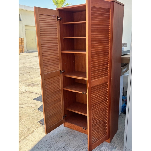 15D - Wooden Slatted-Door Shoe Storage Cabinet in Light Cherry Finish (Appr. 80 W. x 38 D. x 177cm H.)