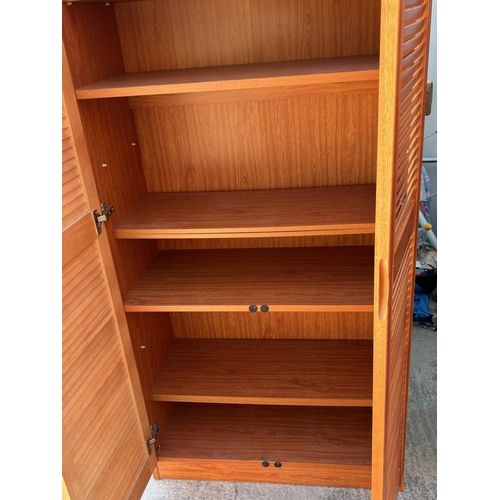 15D - Wooden Slatted-Door Shoe Storage Cabinet in Light Cherry Finish (Appr. 80 W. x 38 D. x 177cm H.)